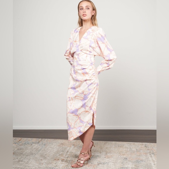 Smythe Dresses & Skirts - smythe draped midi dress abstract lilac floral size 4 h